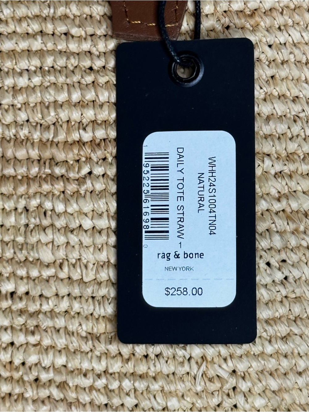 Rag & Bone Daily Leather Trim Straw Raffia Tote Natural NWT $258 - Picture 4 of 9